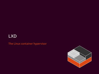 LXD
The Linux container hypervisor
 
