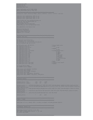 ipcache_size 4096
ipcache_low 98
ipcache_high 99
fqdncache_size 4096
cache_replacement_policy heap LFUDA
memory_replacement_policy heap GDSF
#################################################################
# cache_dir <type> <Directory-Name> <Space in Mbytes> <Level1> <Level2> <options>
cache_dir aufs /home/proxy1 9000 32 128
cache_dir aufs /home/proxy2 9000 32 128
cache_dir aufs /home/proxy3 9000 32 128
cache_access_log /var/log/squid/access.log
cache_log /var/log/squid/cache.log
cache_store_log none
pid_filename /var/run/squid.pid
cache_swap_log /var/log/squid/swap.state
dns_nameservers /etc/resolv.conf
emulate_httpd_log off
hosts_file /etc/hosts
half_closed_clients off
negative_ttl 1 minutes
#################################################################
# Rules: Safe Port
#################################################################
acl all src 0.0.0.0/0.0.0.0
acl manager proto cache_object
acl localhost src 127.0.0.1/255.255.255.255
acl to_localhost dst 127.0.0.0/8
acl SSL_ports port 443 563 873 # https snews rsync
acl Safe_ports port 80 # http
acl Safe_ports port 20 21 # ftp
acl Safe_ports port 70 # gopher
acl Safe_ports port 210 # wais
acl Safe_ports port 1025-65535 # unregistered ports
acl Safe_ports port 631 # cups
acl Safe_ports port 10000 # webmin
acl Safe_ports port 901 # SWAT
acl Safe_ports port 280 # http-mgmt
acl Safe_ports port 488 # gss-http
acl Safe_ports port 591 # filemaker
acl Safe_ports port 777 # multiling http
acl Safe_ports port 873 # rsync
acl Safe_ports port 110 # POP3
acl Safe_ports port 25 # SMTP
acl Safe_ports port 2095 2096 # webmail from cpanel
acl Safe_ports port 2082 2083 # cpanel
acl purge method PURGE
acl CONNECT method CONNECT
http_access allow manager localhost
http_access deny manager
http_access allow purge localhost
http_access deny purge
http_access deny !Safe_ports !SSL_ports
http_access deny CONNECT !SSL_ports !Safe_ports
#################################################################
# Refresh Pattern
#################################################################
refresh_pattern ^ftp: 1440 20% 10080
refresh_pattern ^gopher: 1440 0% 1440
refresh_pattern -i .(gif|png|jpg|jpeg|ico)$ 10080 90% 43200 override-expire ignore-no-cache ignore-private
refresh_pattern -i .(iso|avi|wav|mp3|mp4|mpeg|mpg|swf|flv|x-flv)$ 43200 90% 432000 override-expire ignore-no-
cache ignore-private
refresh_pattern -i .(deb|rpm|exe|ram|bin|pdf|ppt|doc|tiff)$ 10080 90% 43200 override-expire ignore-no-cache
ignore-private
refresh_pattern -i .(zip|gz|arj|lha|lzh|tar|tgz|cab|rar)$ 10080 95% 43200 override-expire ignore-no-cache
ignore-private
refresh_pattern -i .(html|htm|css|js|php|asp|aspx|cgi) 1440 40% 40320
refresh_pattern . 0 20% 4320
#################################################################
# HAVP + Clamav
#################################################################
cache_peer 127.0.0.1 parent 8080 0 no-query no-digest no-netdb-exchange default
#################################################################
# HIERARCHY (BYPASS CGI)
#################################################################
#hierarchy_stoplist cgi-bin ? .js .jsp
#acl QUERY urlpath_regex cgi-bin ? .js .jsp
#no_cache deny QUERY
#################################################################
 