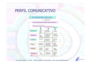 Pso. Isabel la Católica, 5 - 1º DCHA 47001 VALLADOLID TEL. 983 343 555 e-mail: comunicacdi@hotmail.com
PERFIL COMUNICATIVO
 
