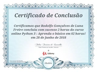 Certificado Udemy - Python 3 Básico