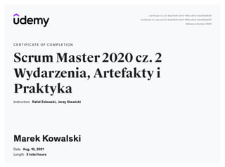 Scrum Master 2020: Wydarzenia, Artefakty i Praktyka