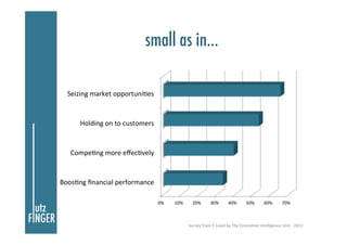 small as in…
Seizing	
  market	
  opportuniPes	
  

Holding	
  on	
  to	
  customers	
  

CompePng	
  more	
  eﬀecPvely	
 ...