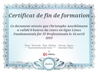 Certificat Linux Fundamentals for IT Professional