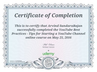 Arvind Sundararajan - Youtube Practioner