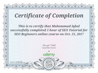 Muhammad Iqbal successfully completed the course SEO 