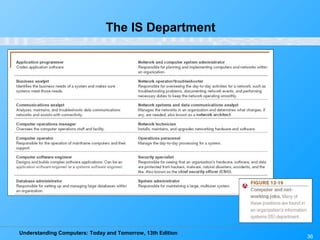 Understanding Computers: Today and Tomorrow, 13th Edition
36
The IS Department
 
