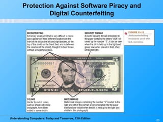 Understanding Computers: Today and Tomorrow, 13th Edition
20
Protection Against Software Piracy and
Digital Counterfeiting
 