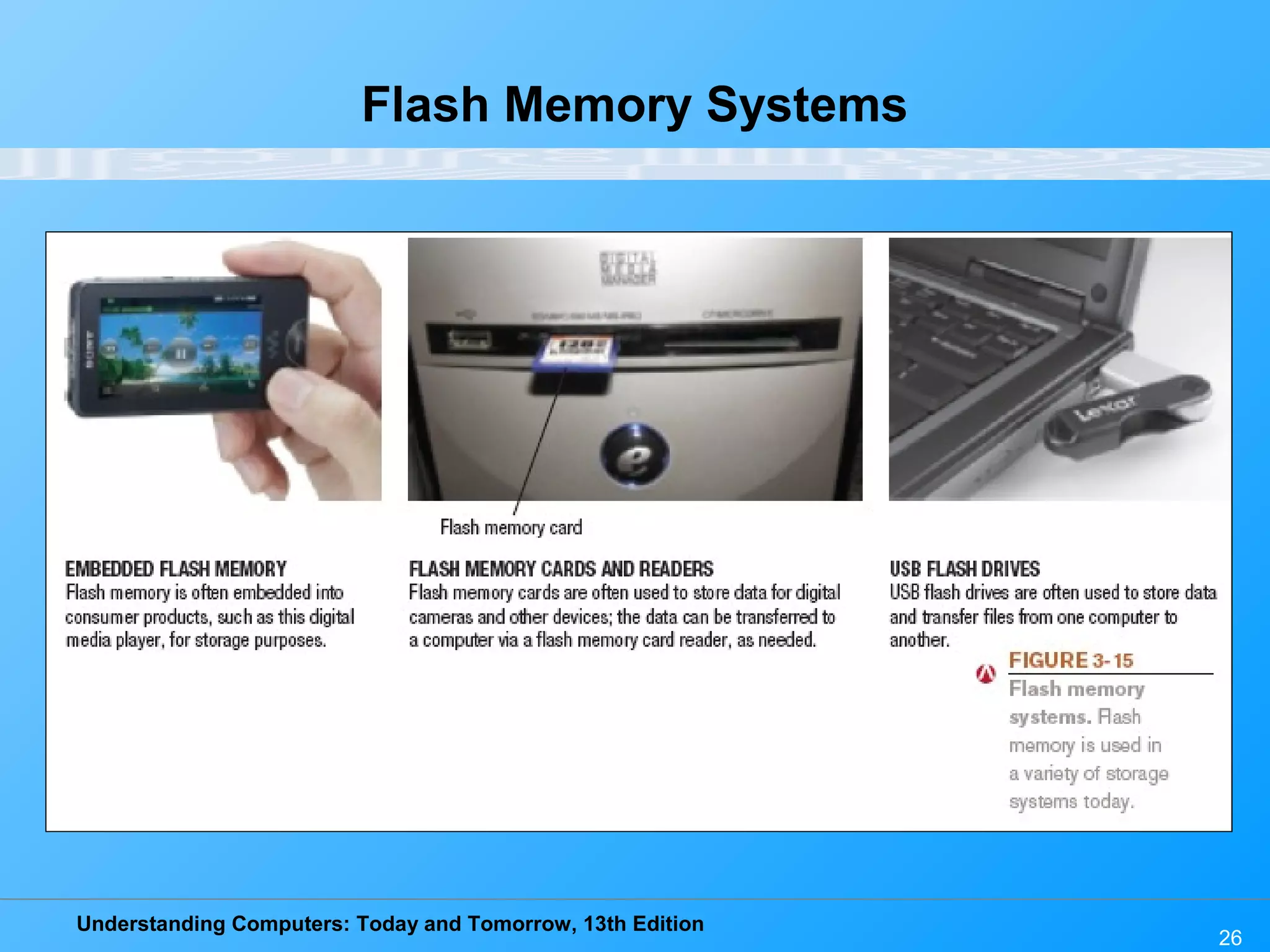Understanding Computers: Today and Tomorrow, 13th Edition
26
Flash Memory Systems
 