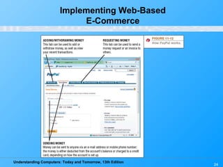 Understanding Computers: Today and Tomorrow, 13th Edition
24
Implementing Web-Based
E-Commerce
 