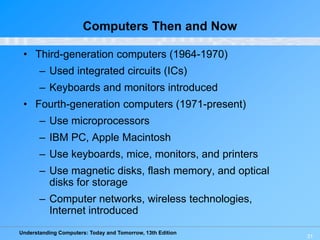 Understanding Computers: Today and Tomorrow, 13th Edition
31
Computers Then and Now
• Third-generation computers (1964-197...