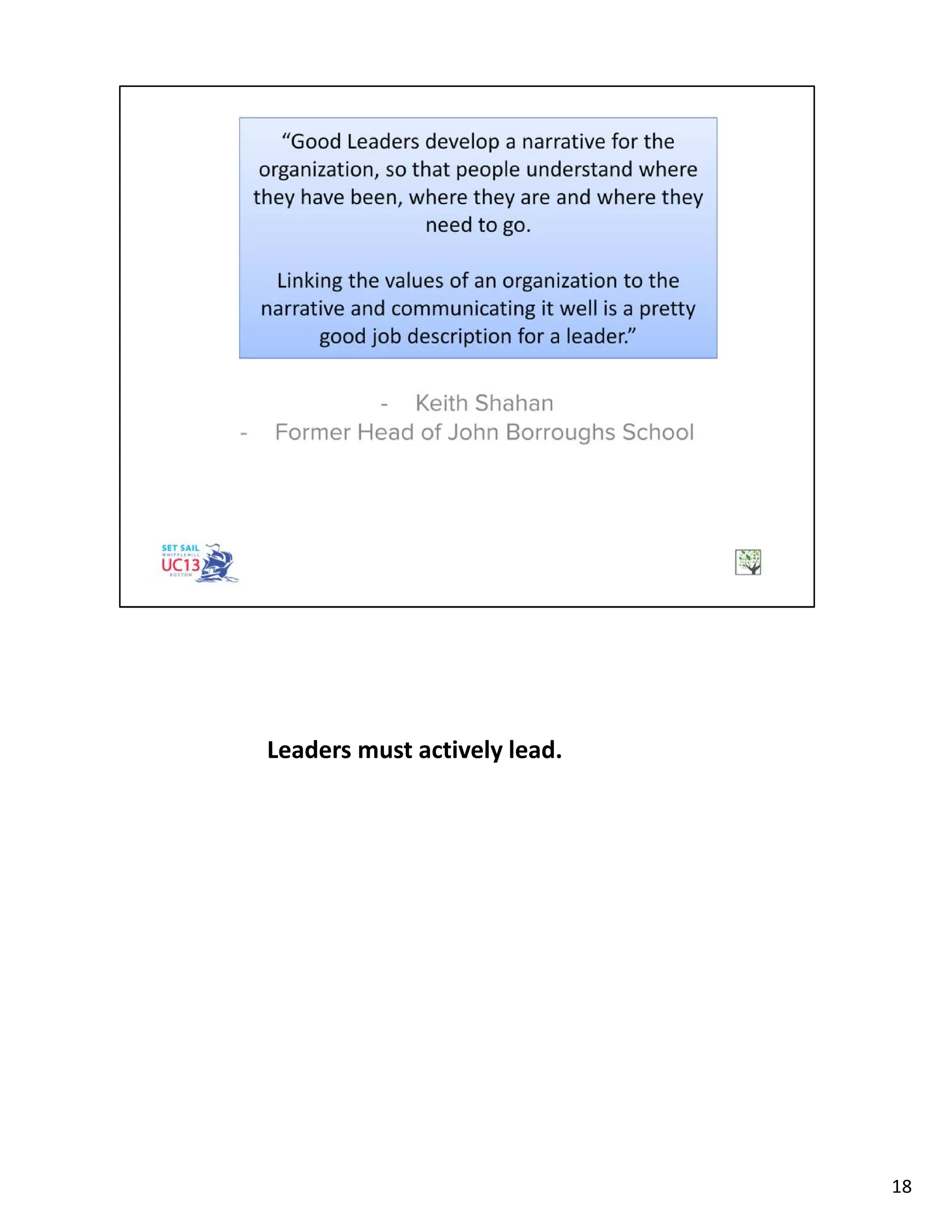 Leaders must actively lead.
18
 