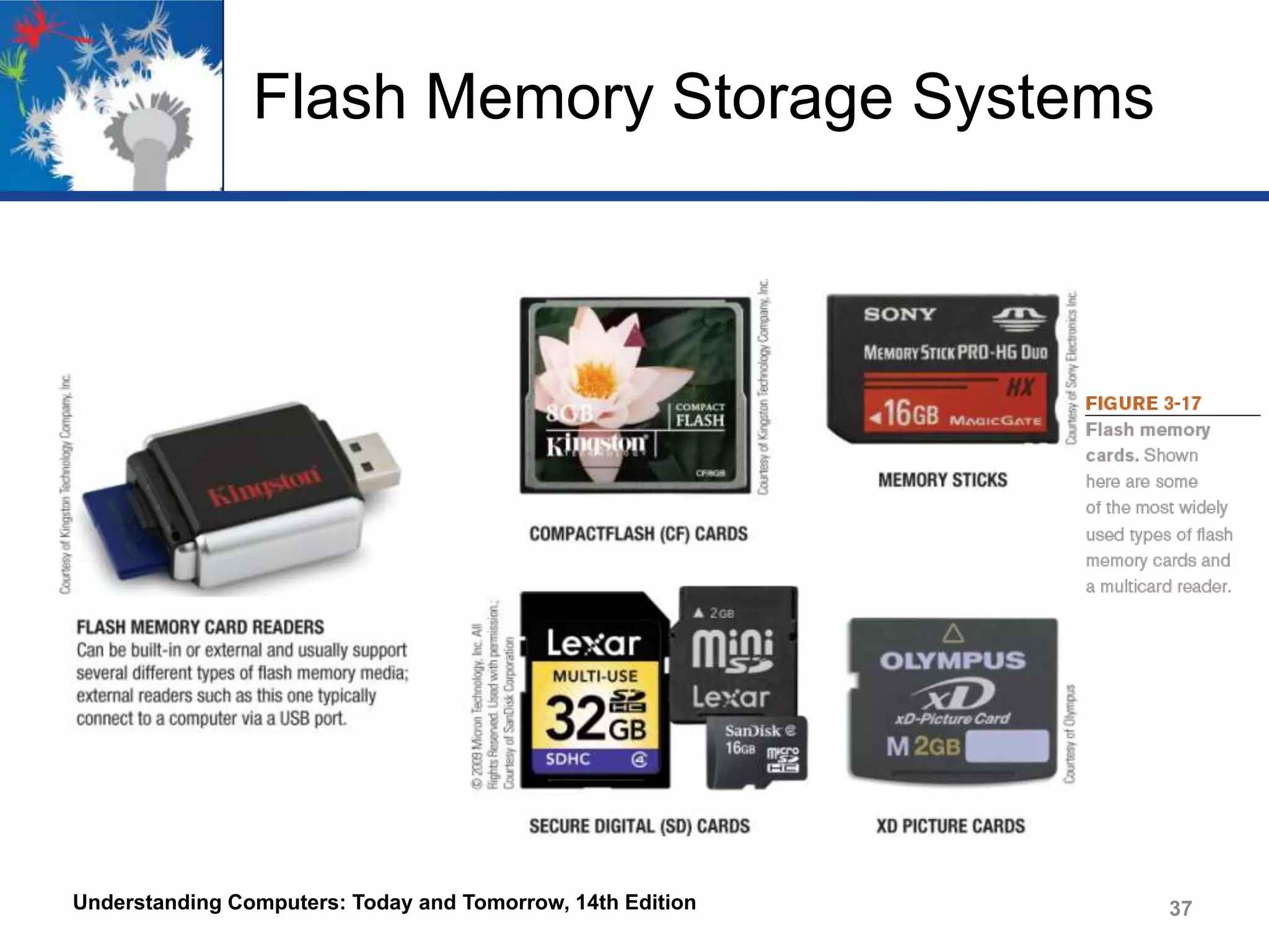 Flash Memory Storage Systems

Understanding Computers: Today and Tomorrow, 14th Edition

37

 