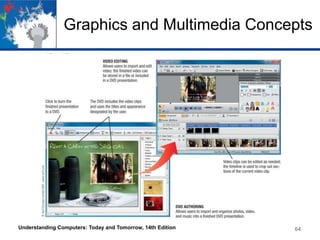 Graphics and Multimedia Concepts

Understanding Computers: Today and Tomorrow, 14th Edition

64

 