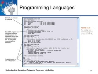 Programming Languages

Understanding Computers: Today and Tomorrow, 14th Edition

58

 