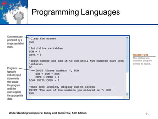 Programming Languages

Understanding Computers: Today and Tomorrow, 14th Edition

61

 