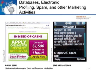 Databases, Electronic
Profiling, Spam, and other Marketing
Activities

Understanding Computers: Today and Tomorrow, 14th Edition

37

 