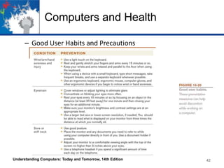 Computers and Health
– Good User Habits and Precautions

Understanding Computers: Today and Tomorrow, 14th Edition

42

 