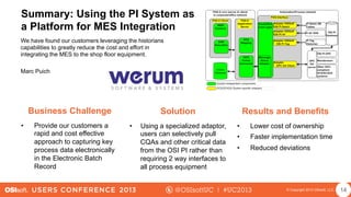 Integrating MES with Equipment Using the PI System for Pharma & Biotech ...