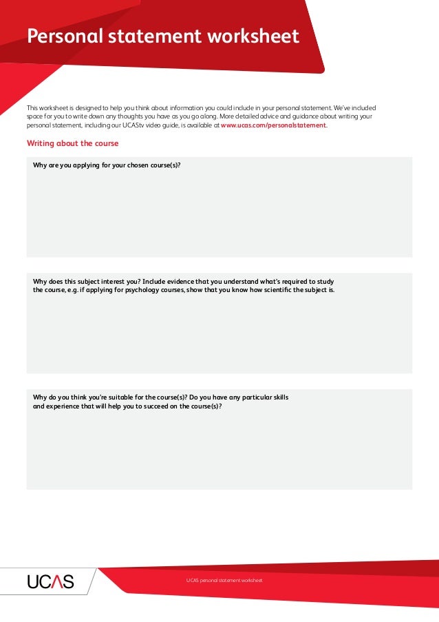 ucas personal statement worksheets