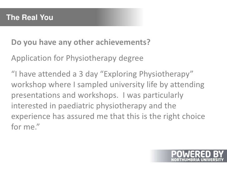 Personal statement for masters in physiotherapy