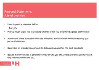 UCAS Application And Personal Statement Oct 09 | PPT