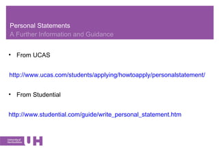 UCAS Application And Personal Statement Oct 09 | PPT