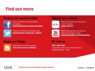 25/06/2014 20
Find out more
At the heart of connecting people to higher education 25/06/201420
 