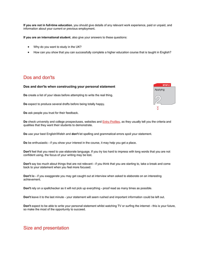UCAS personal statement info