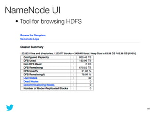 NameNode UI
  • Tool for browsing HDFS




                             50
 