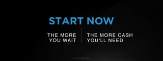 © U C C S U M M I T 2 0 1 9
START NOW
THE MORE  
YOU WAIT
THE MORE CASH
YOU’LL NEED
 