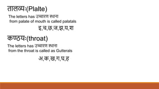 Palatal Letters uccharana sthana of letters in mouth of human | PPTX