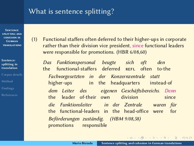 The effect of sentence splitting on cohesion in German ...