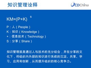 ֪ʶڹsKM=(P+K)PˣPeopleK֪ʶKnowledge +ϢTechnologySShare֪ʶͨ뼼ĳֽϣڷĻ£֯ⲿ֪ʶϵͳĳѧϰӦúʹ£Ӷ֯ĺľ