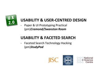 Usability & User-Centred Design ,[object Object],Usability & faceted search ,[object Object],[object Object]