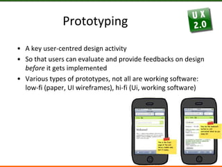 User-Centred DesignThe key concepts of the Miller-Sy method:Chunking of UCD tasks (research, design, usability testing), base them around an agile implementation Progressive: low-fi to hi-fi usability testing and contextual inquiry.The Miller-Sy approach is resource intensive in terms of planning and managementTwo tracks -> two teams