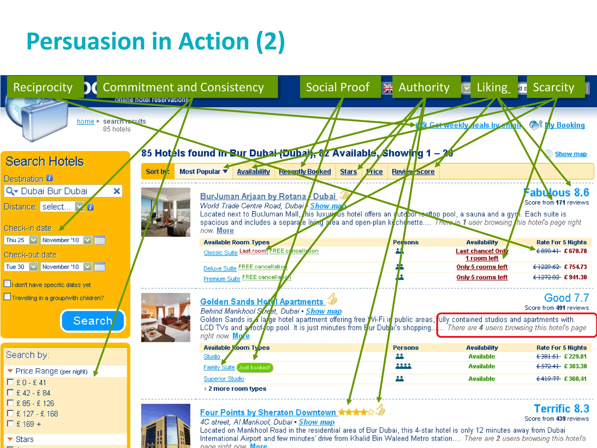 Persuasion in Action (2)
Reciprocity

31

Commitment and Consistency

Social Proof

Authority

Liking

Scarcity

 