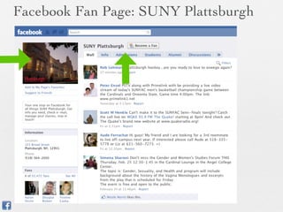 Facebook Fan Page: SUNY Plattsburgh
 