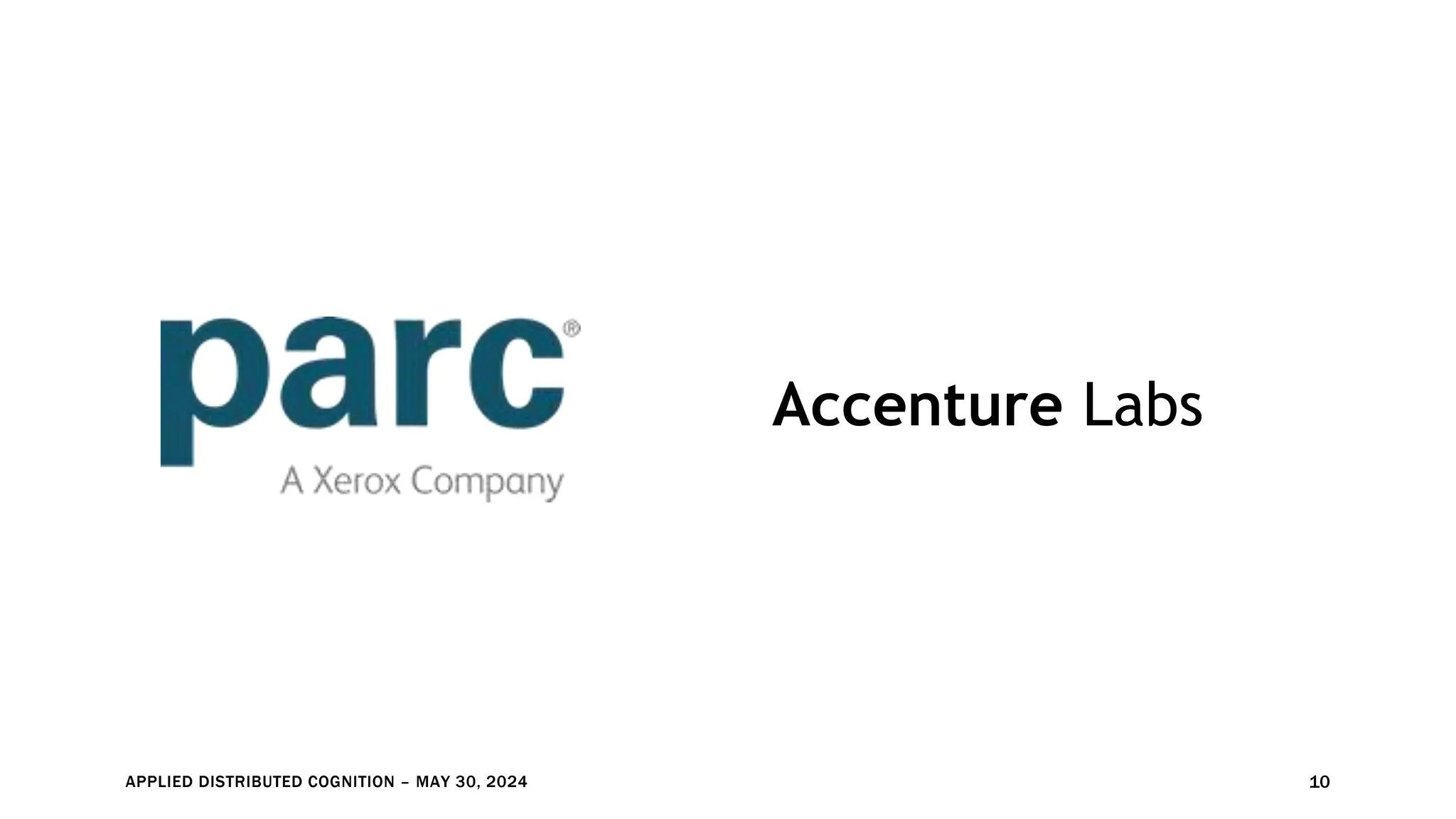 APPLIED DISTRIBUTED COGNITION – MAY 30, 2024 10
Accenture Labs
 