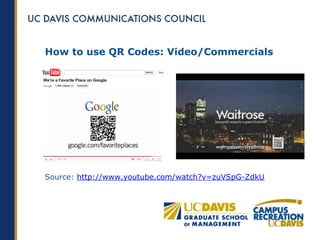 How to use QR Codes: Video/Commercials




Source: http://www.youtube.com/watch?v=zuVSpG-ZdkU
 