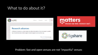 What to do about it?
Problem: fast and open venues are not ‘impactful’ venues
 