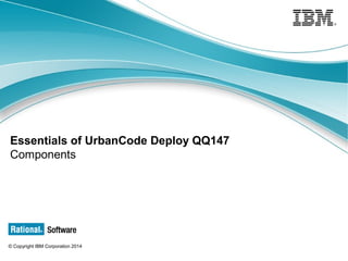 © Copyright IBM Corporation 2014
Essentials of UrbanCode Deploy QQ147
Components
 