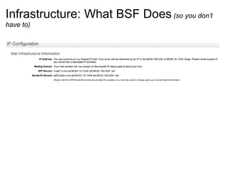 Infrastructure: What BSF Does (so you don’t
have to)
 