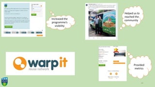 64
Increased the
programme’s
visibility
Helped us to
reached the
community
Provided
metrics
 