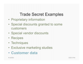 Example Recipe Trade Secrets Trade Secrets: Critical Business Intellectual Property | PDF