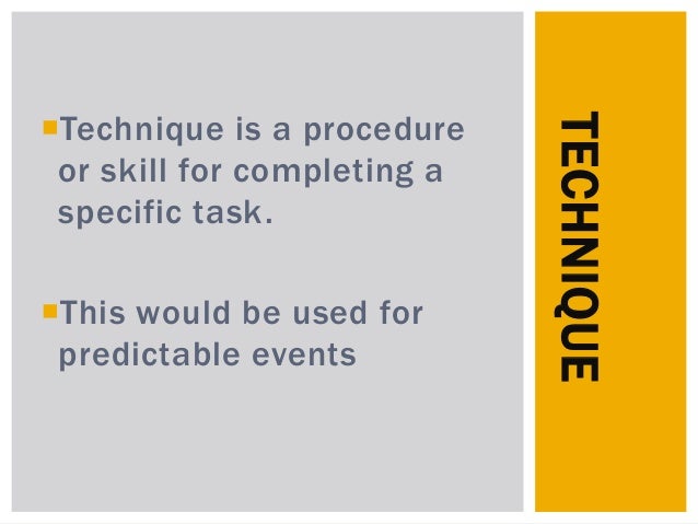 Techniques, Strategies And Methods