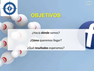 ¿Hacia dónde vamos?
¿Cómo queremos llegar?
¿Qué resultados esperamos?
OBJETIVOS
 