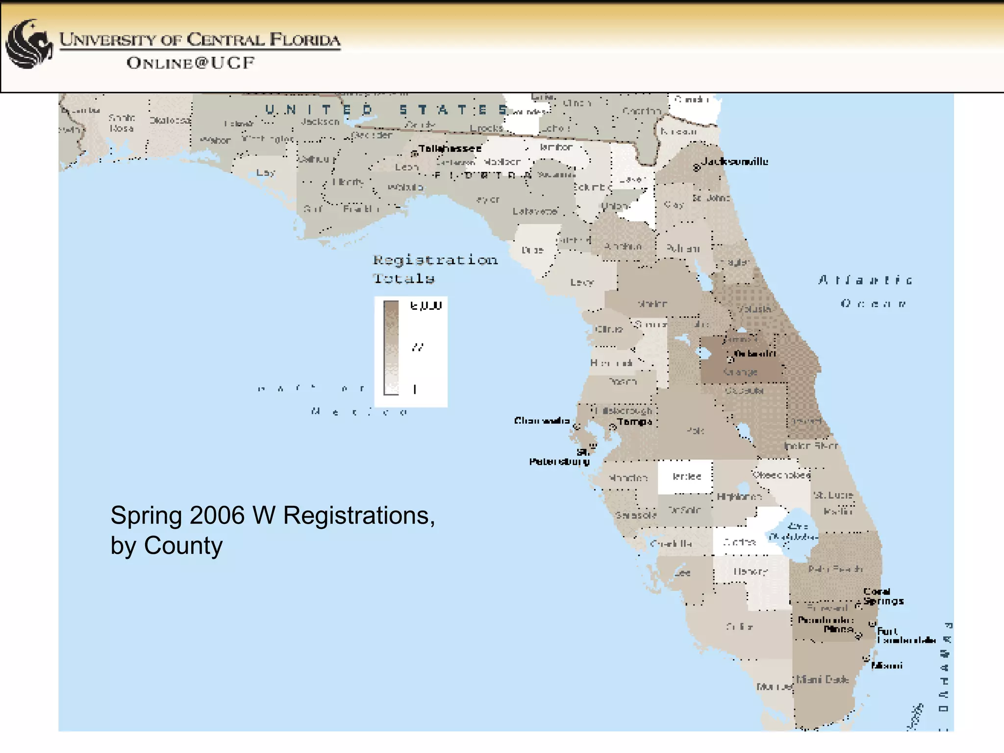 Spring 2006 W Registrations,  by County 