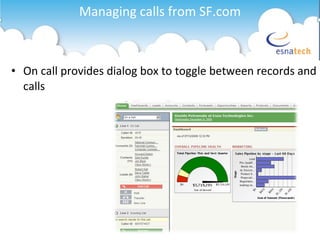 On call provides dialog box to toggle between records and calls Managing calls from SF.com 