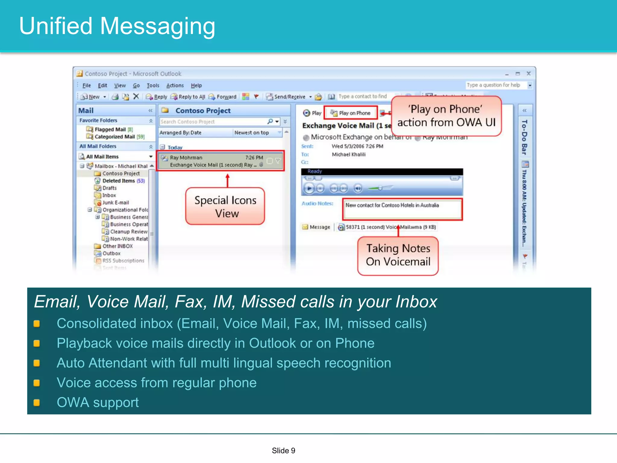    By 2010 more than 95% of mid-sized and large organizations will have started the convergence of voice and data into a single network (Gartner 2007)UC is Crucial Managing DiversitySlide 5Business supports a myriad of departments, people and infrastructure This diversity may extend geographically, culturally and even into multiple time zones. Microsoft Unified Communications gives government workers the flexibility to reach their colleagues, collaborate and access needed information anywhere, anytime. Simplify communicationsEliminate conference costsEnabled effective collaboration in highly dispersed workforceReduce travel and carbon emissionsEnable remote eLearningEnable secure and compliant business communicationsIncrease productivityReduce projects completion timeIncrease revenue, profit and shareholder value