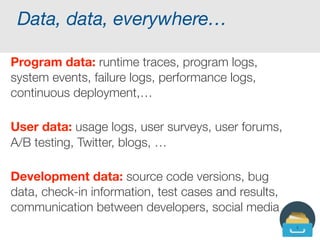 Lines of Code
§ Easy to calculate, to
understand, to visualize
§ Descriptive of the product,
and developer productivity
§ Correlates with complexity
measures and # of bugs
 